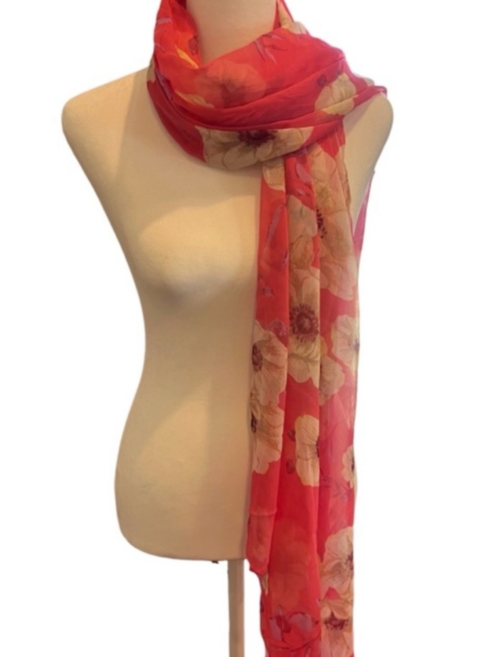 INC International Concepts Oversized Pink Floral Long Lightweight Scarf